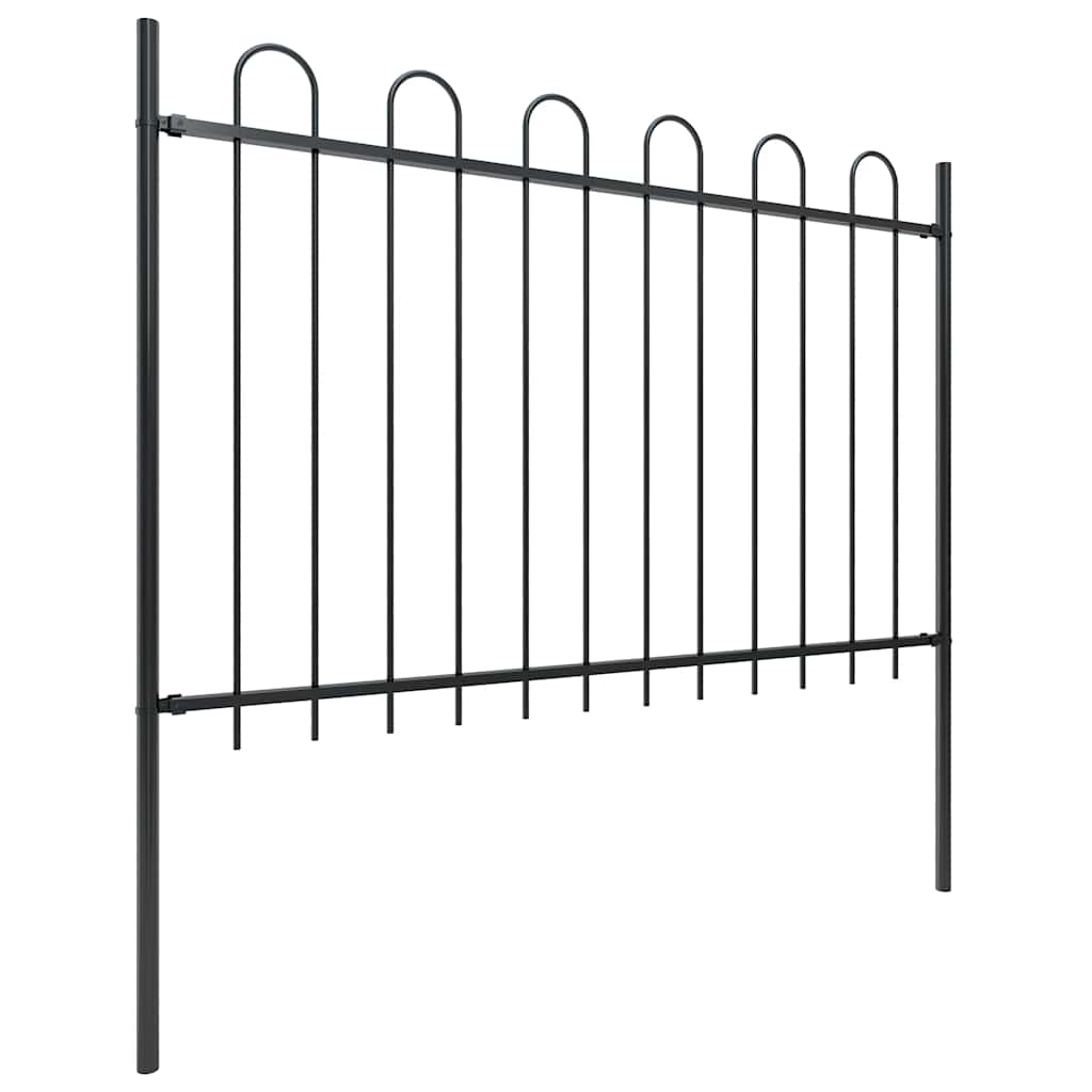 Garden Fence with Hoop Top Steel 1339x120 cm Black