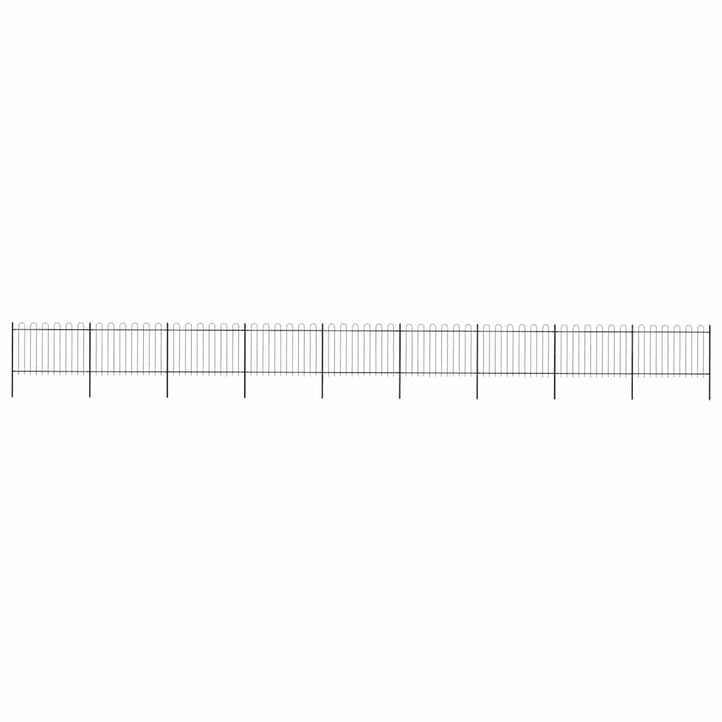 Garden Fence with Hoop Top Steel 1506x120 cm Black