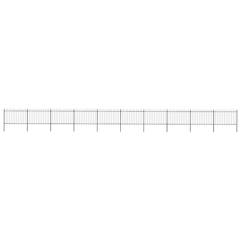 Garden Fence with Hoop Top Steel 1781,5x120 cm Black (10x144931)