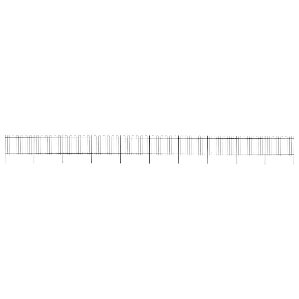 Garden Fence with Hoop Top Steel 1673x120 cm Black