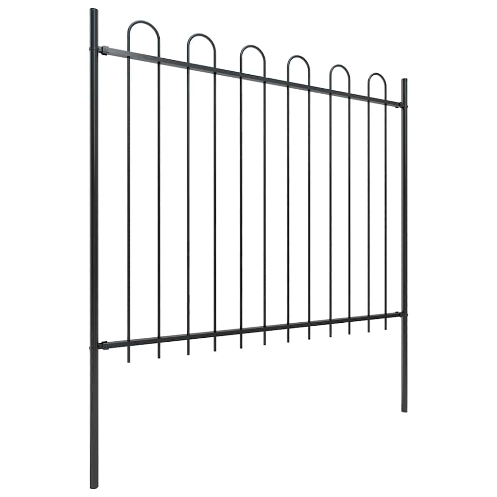 Garden Fence with Hoop Top Steel 504x150 cm Black