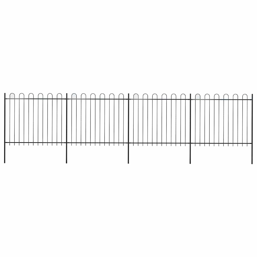 Garden Fence with Hoop Top Steel 671x150 cm Black