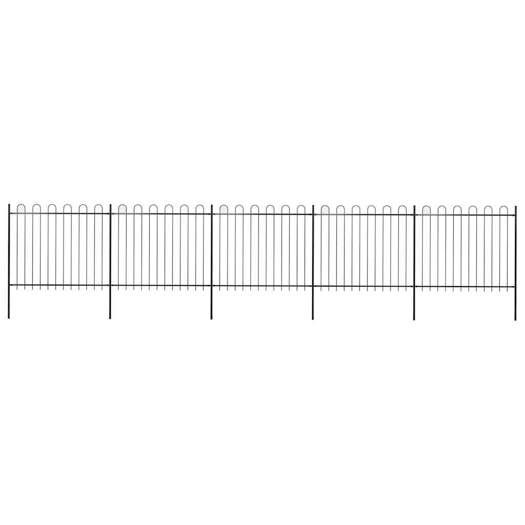 Garden Fence with Hoop Top Steel 838x150 cm Black