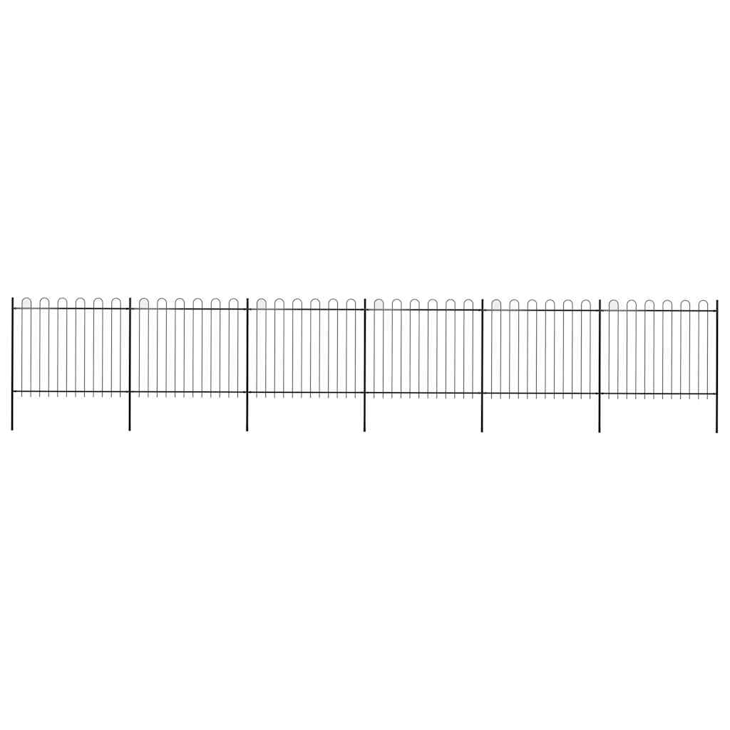 Garden Fence with Hoop Top Steel 1005x150 cm Black