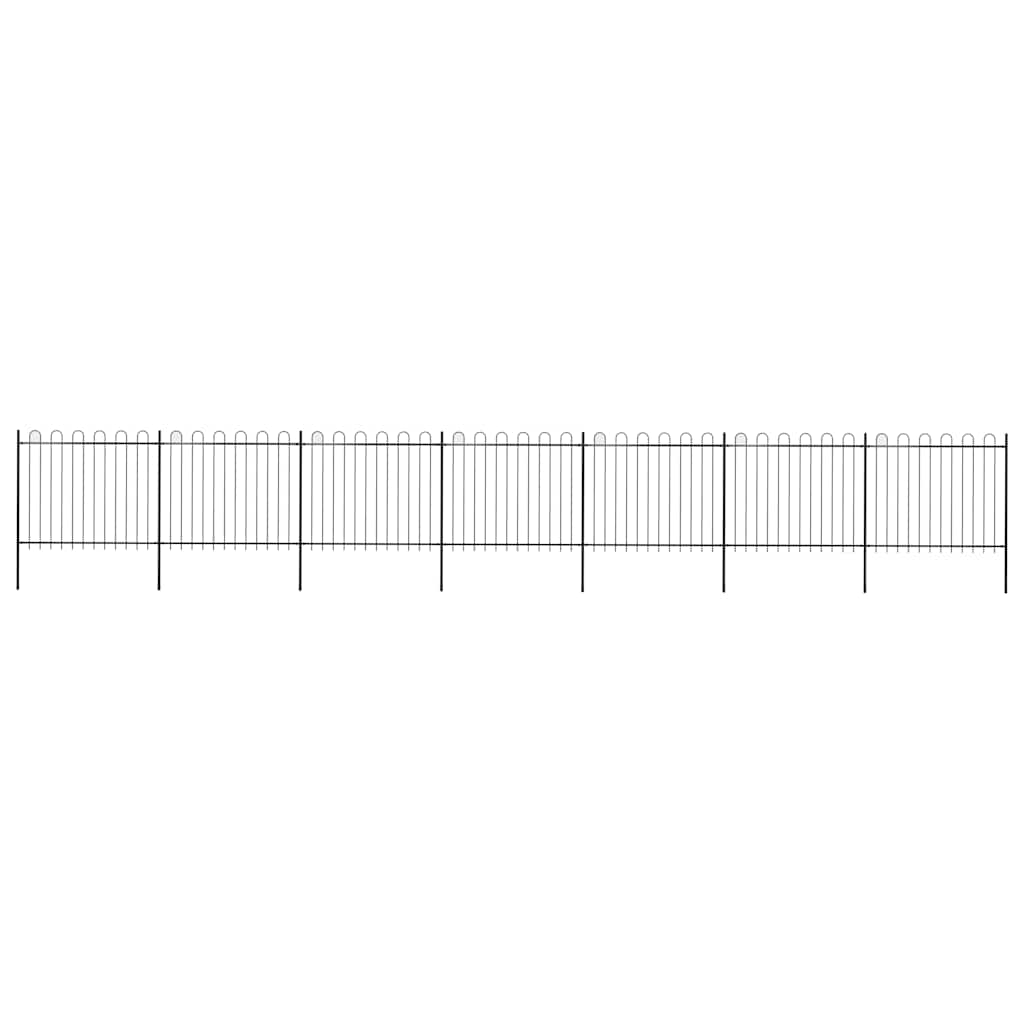 Garden Fence with Hoop Top Steel 1172x150 cm Black