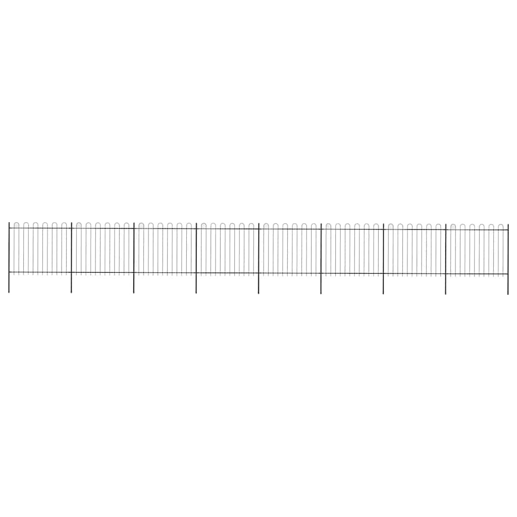 Garden Fence with Hoop Top Steel 1339x150 cm Black