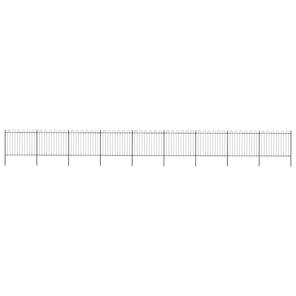 Garden Fence with Hoop Top Steel 1506x150 cm Black