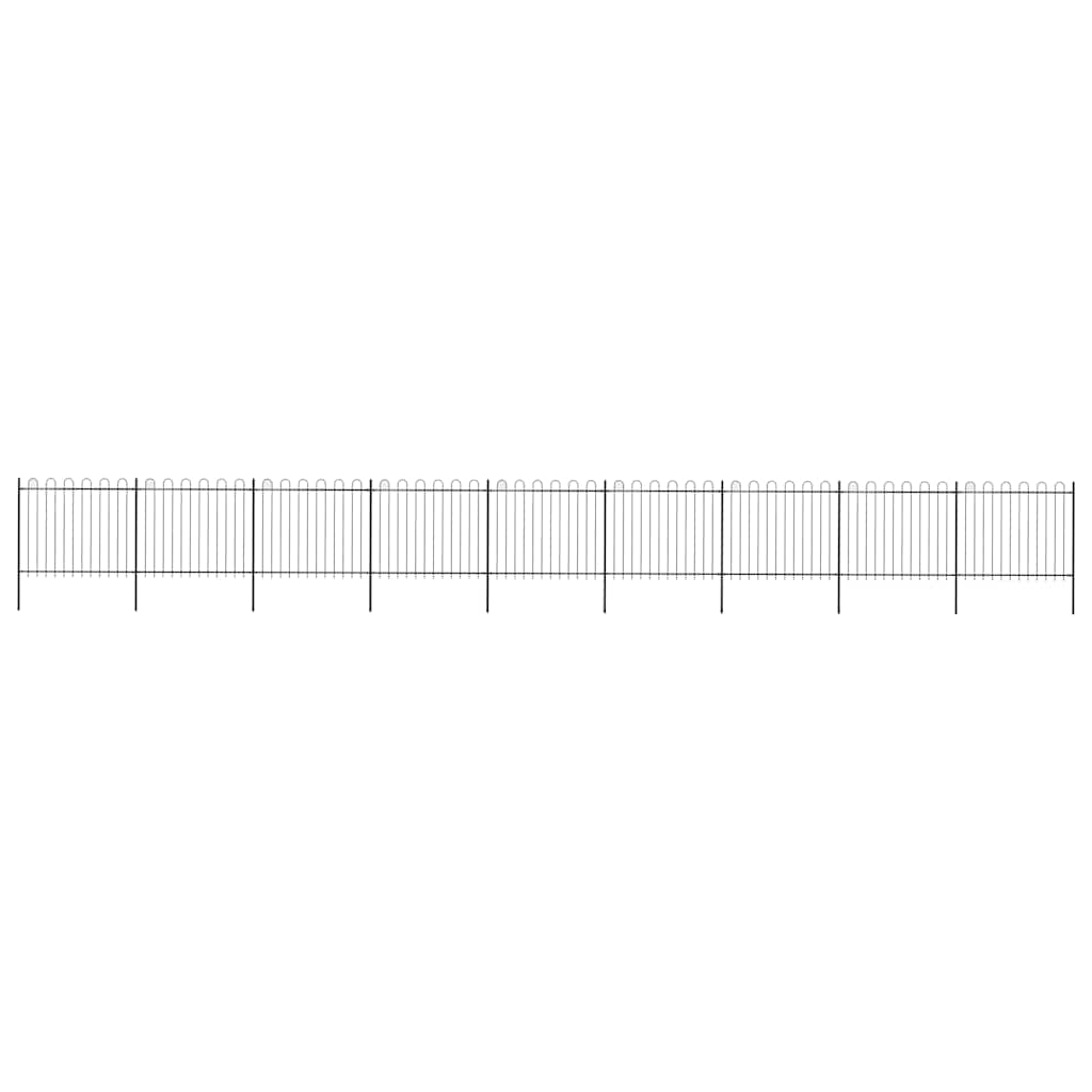 Garden Fence with Hoop Top Steel 1603,5x150 cm Black (9x144932)