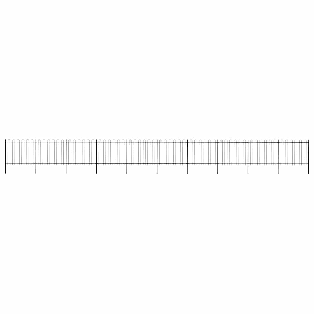 Garden Fence with Hoop Top Steel 1673x150 cm Black