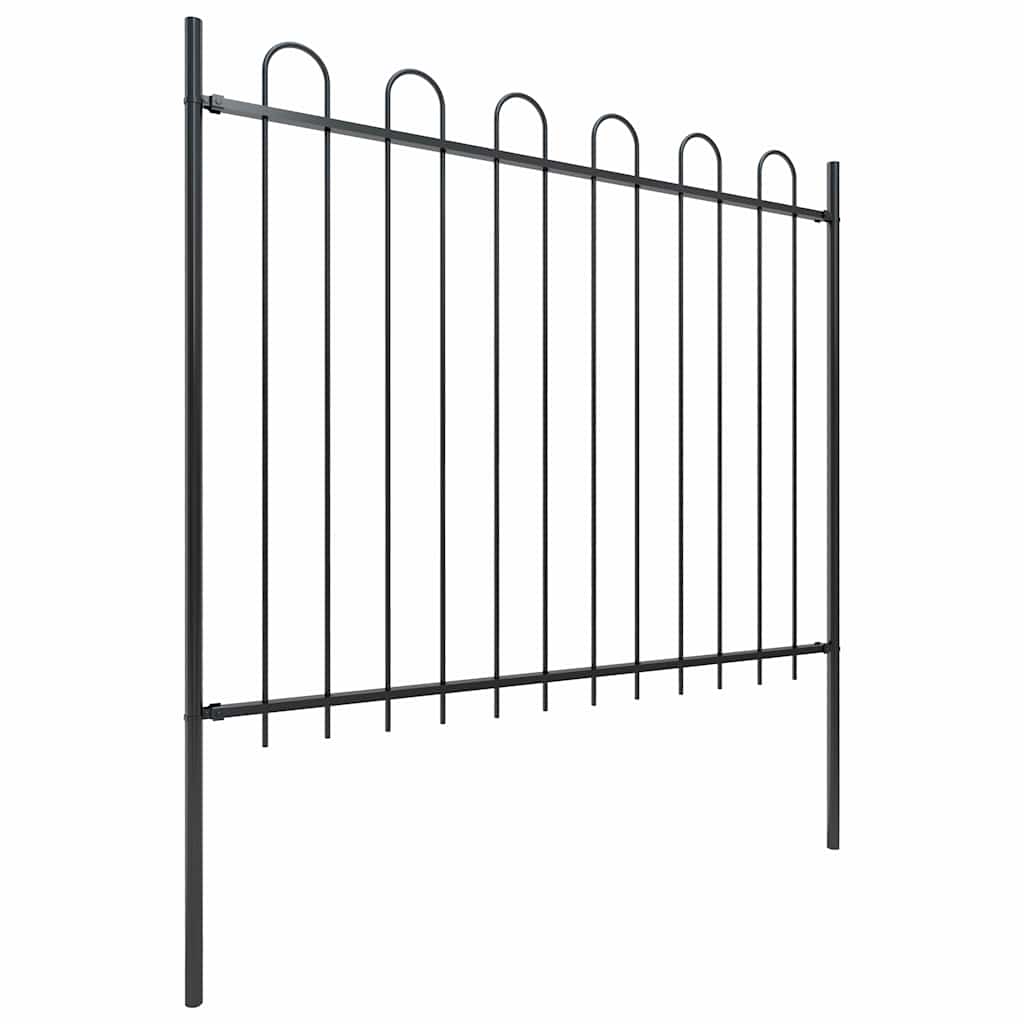 Garden Fence with Hoop Top Steel 1673x150 cm Black