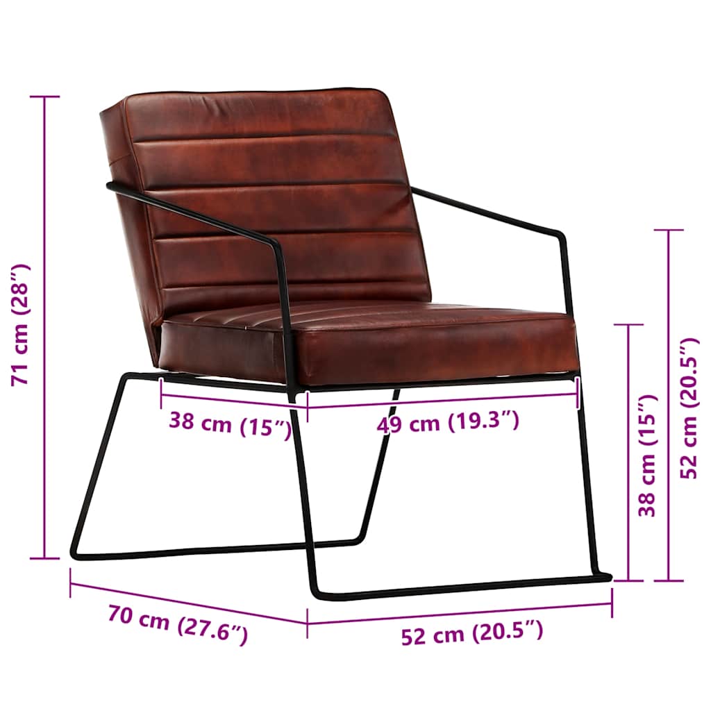 Armchair Dark Brown Real Leather
