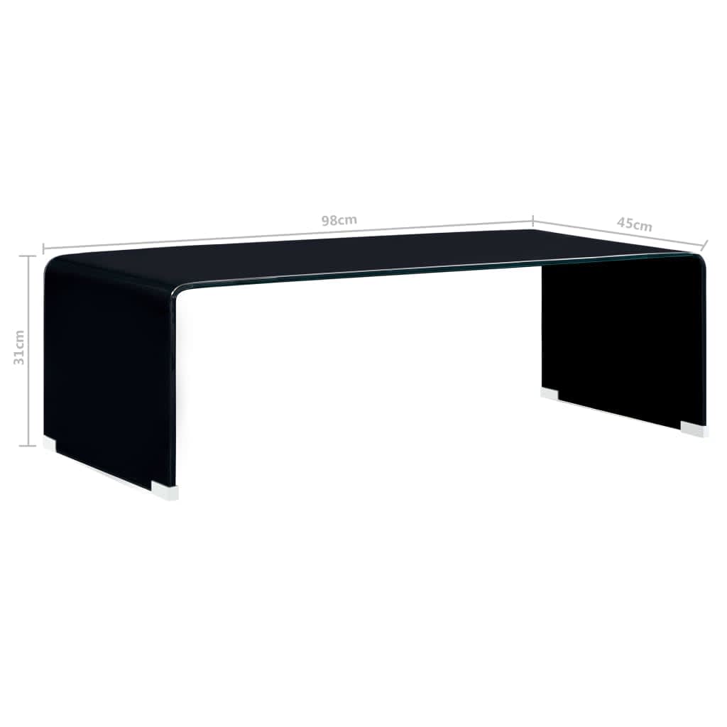 Coffee Table Black 98x45x31 cm Tempered Glass
