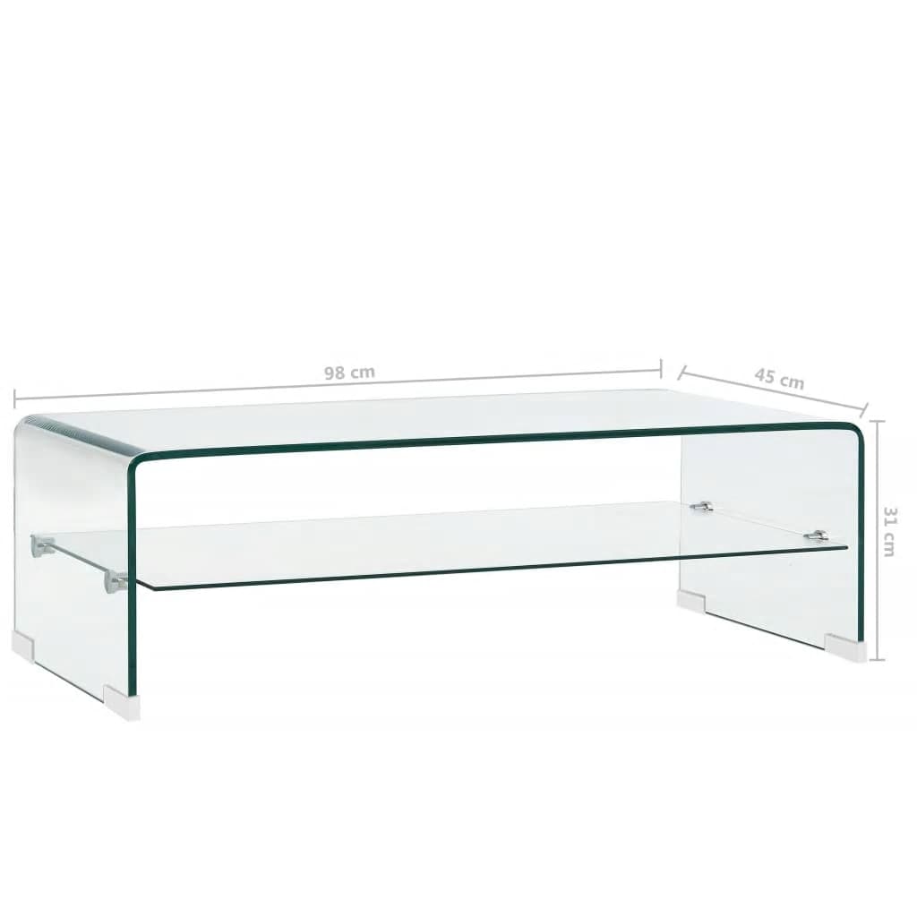 Coffee Table Clear 98x45x31 cm Tempered Glass