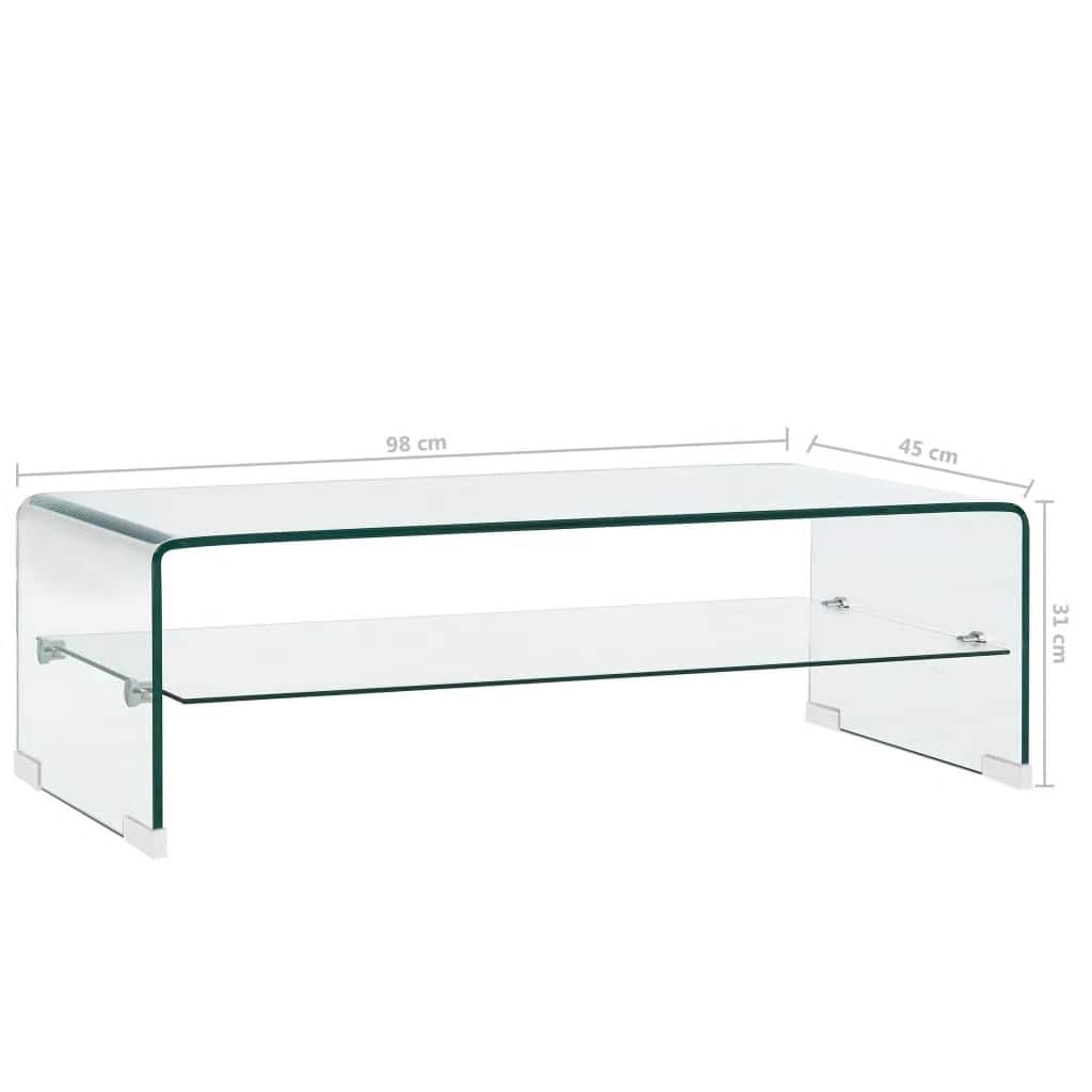 Coffee Table Clear 98x45x31 cm Tempered Glass