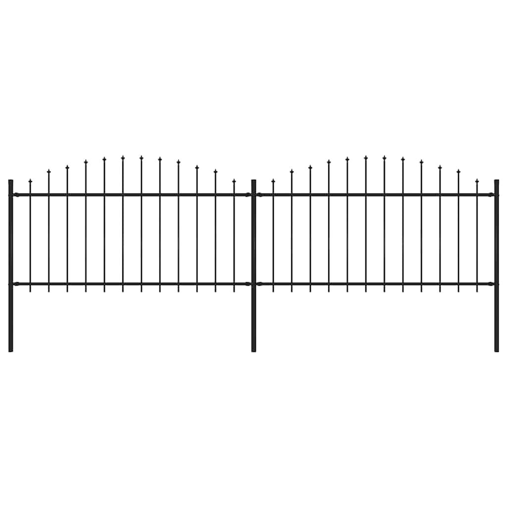 Garden Fence with Spear Top Steel 337x150 cm Black