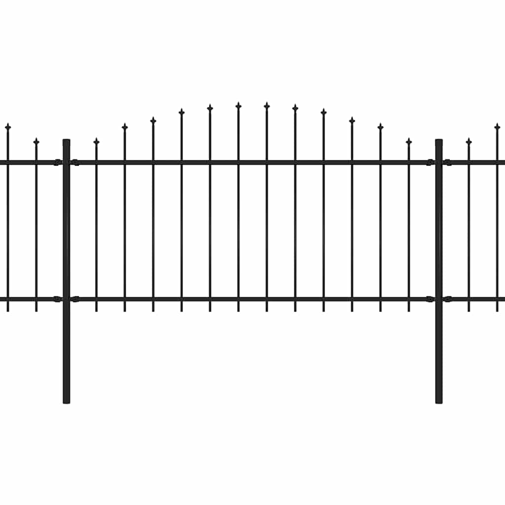 Garden Fence with Spear Top Steel 337x150 cm Black