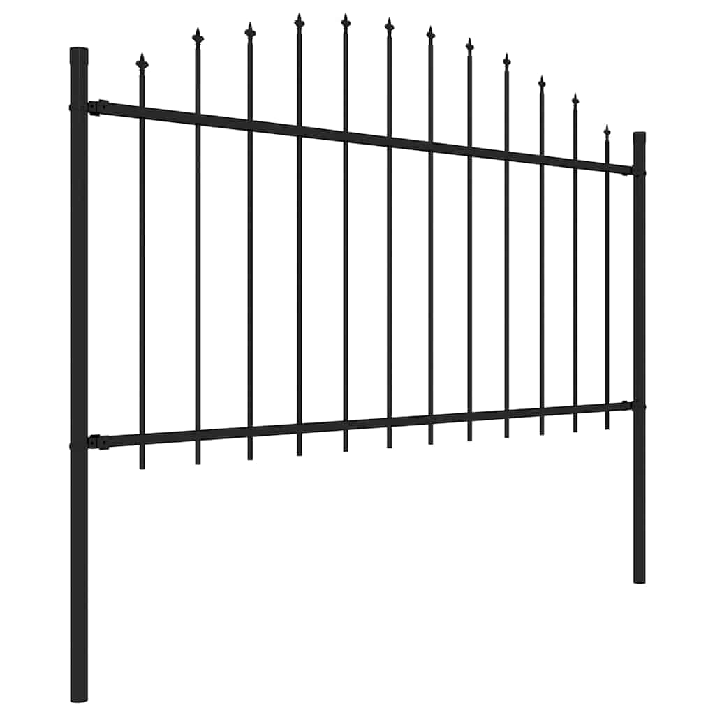 Garden Fence with Spear Top Steel 337x150 cm Black
