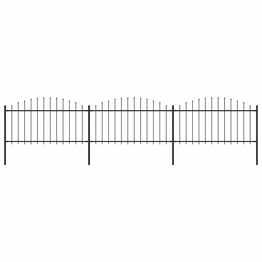Garden Fence with Spear Top Steel 504x150 cm Black
