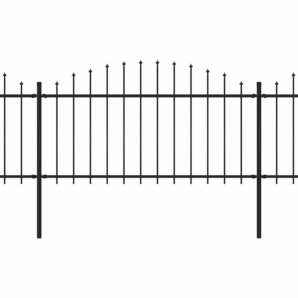 Garden Fence with Spear Top Steel 838x150 cm Black
