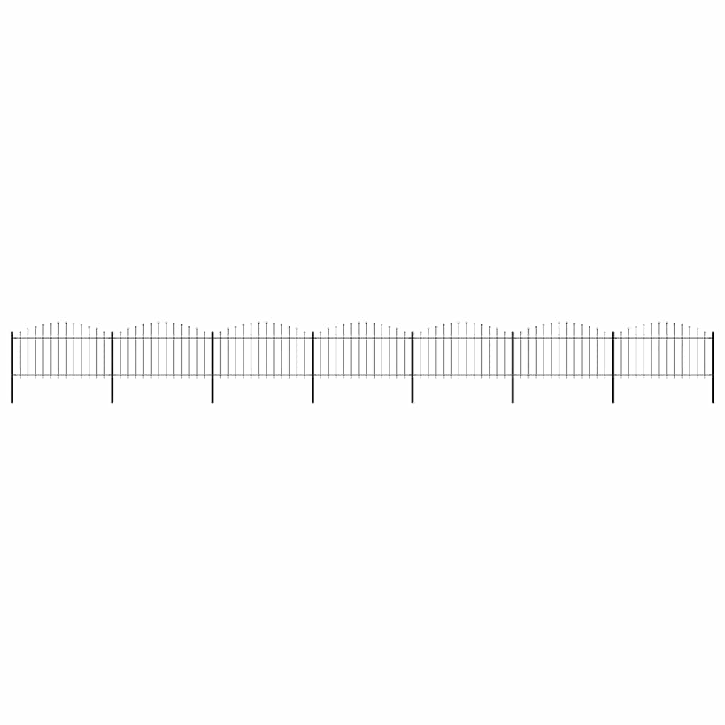 Garden Fence with Spear Top Steel 1172x150 cm Black
