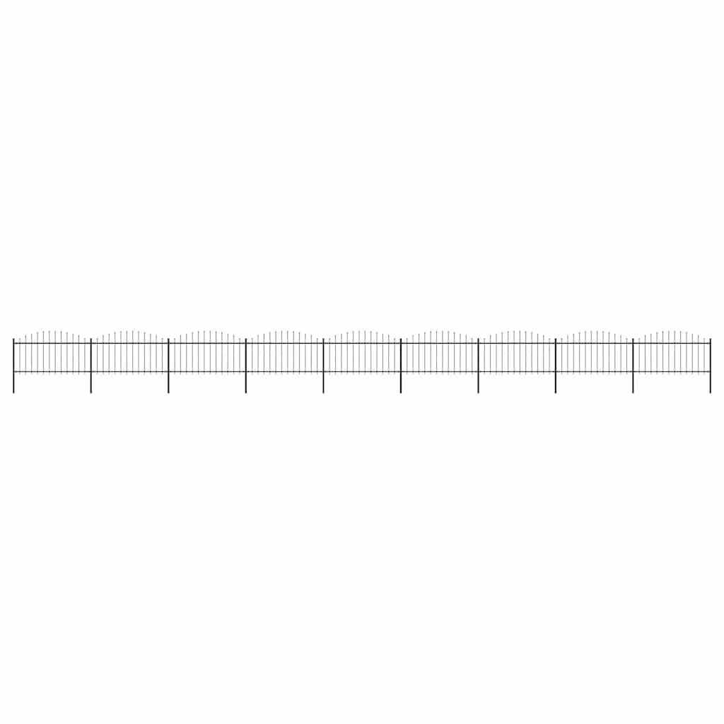 Garden Fence with Spear Top Steel 1506x150 cm Black