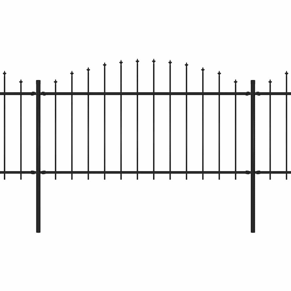 Garden Fence with Spear Top Steel 1506x150 cm Black