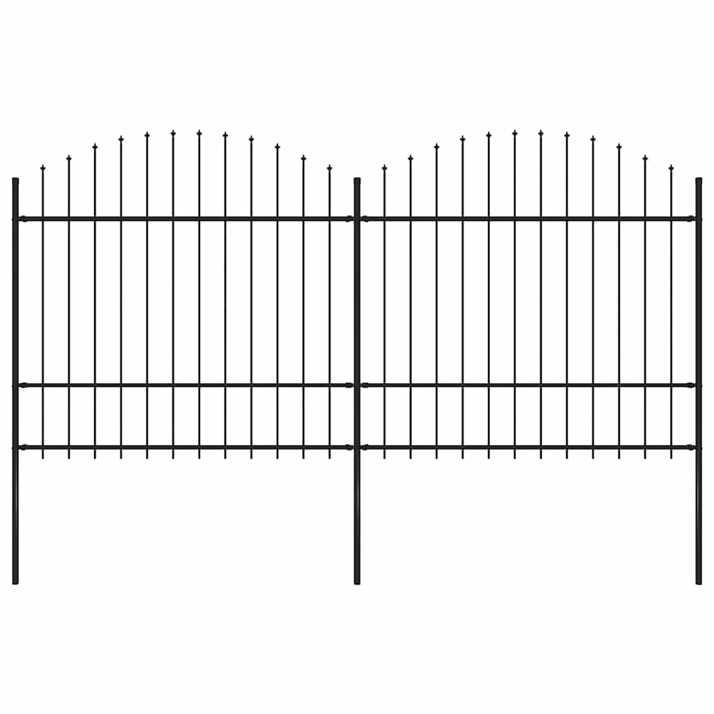 Garden Fence with Spear Top Steel 337x175 cm Black