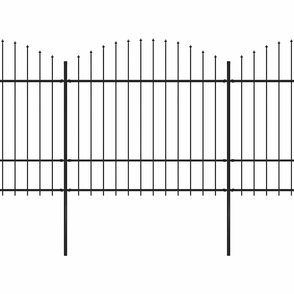 Garden Fence with Spear Top Steel 337x175 cm Black