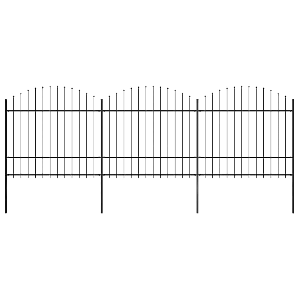 Garden Fence with Spear Top Steel 504x175 cm Black