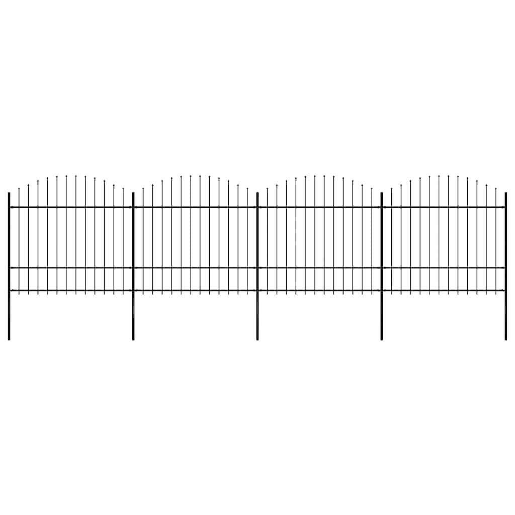 Garden Fence with Spear Top Steel 671x175 cm Black