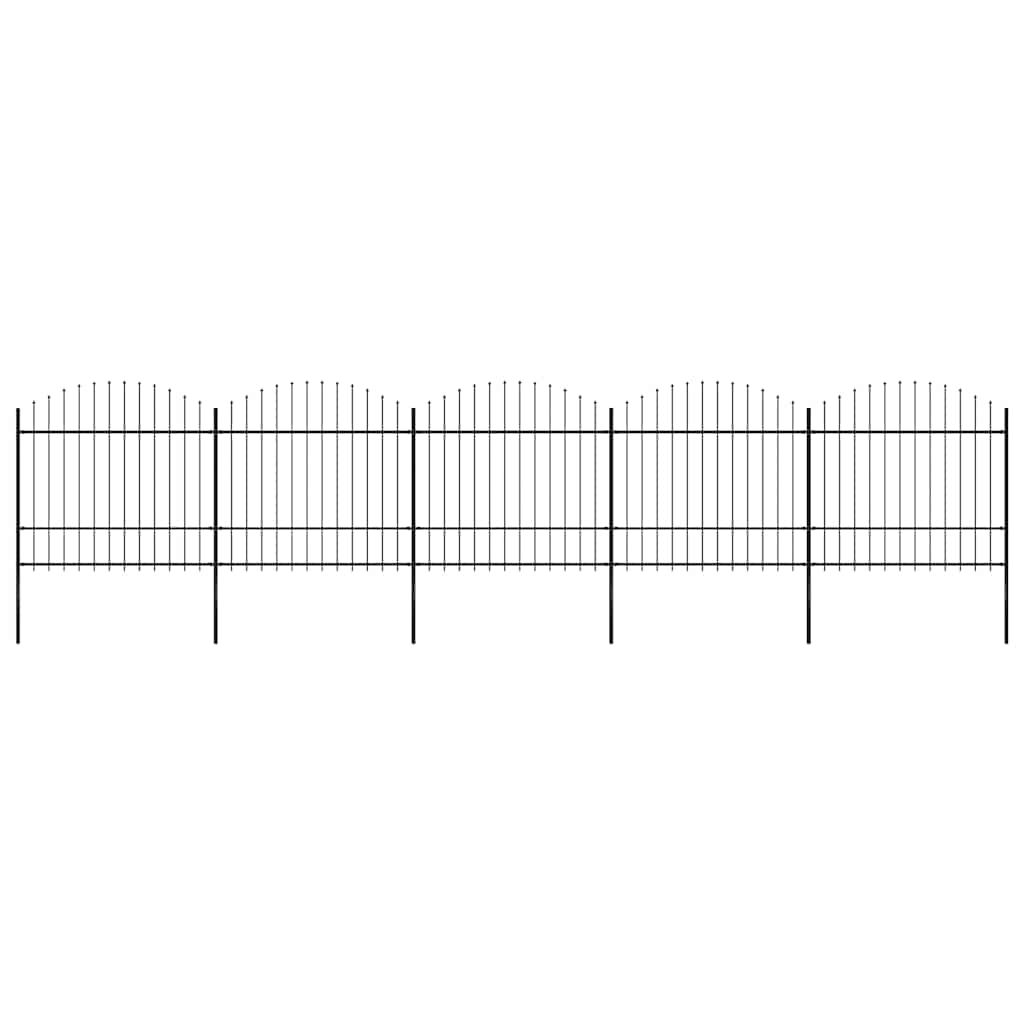 Garden Fence with Spear Top Steel 838x175 cm Black
