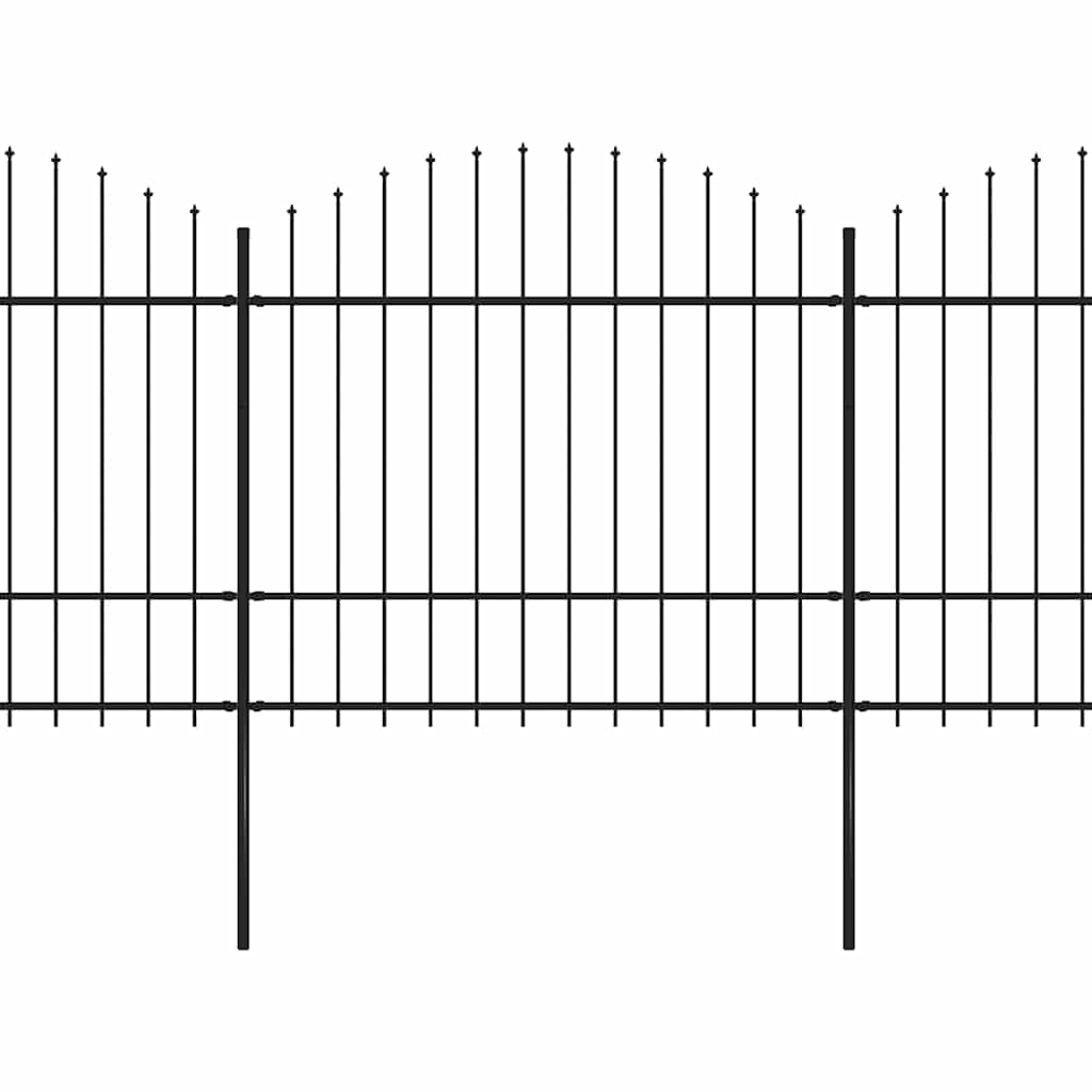 Garden Fence with Spear Top Steel 838x175 cm Black