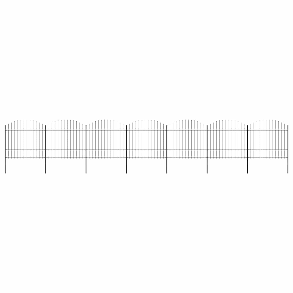 Garden Fence with Spear Top Steel 1172x175 cm Black