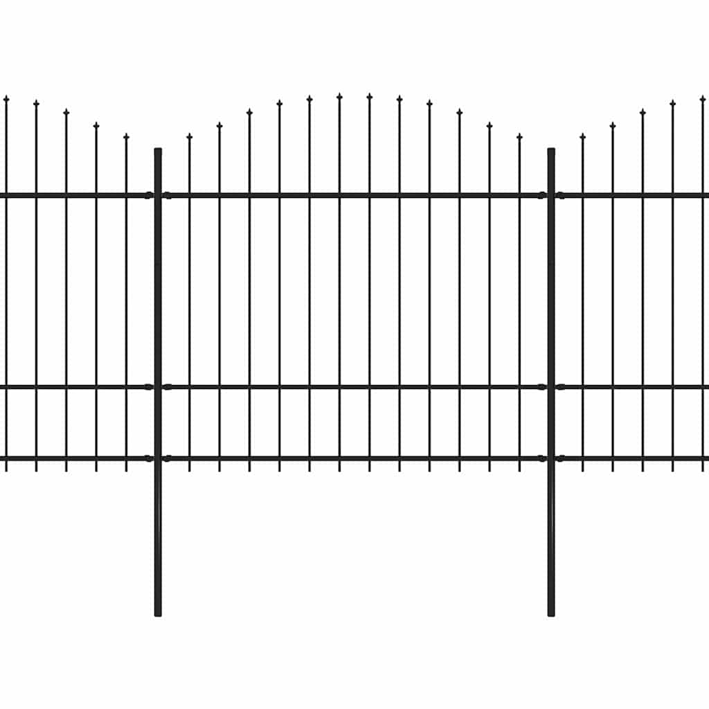 Garden Fence with Spear Top Steel 1172x175 cm Black