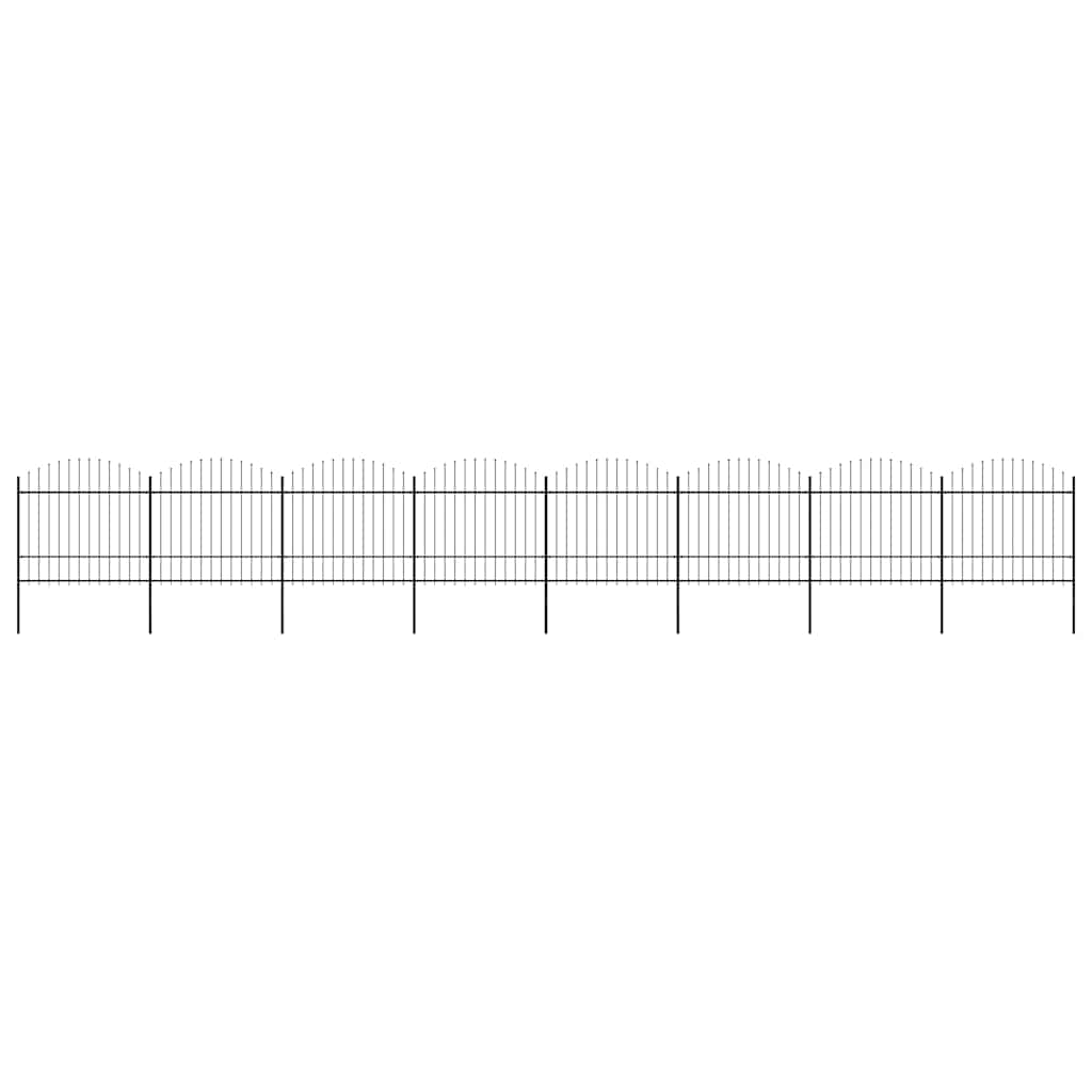 Garden Fence with Spear Top Steel 1339x175 cm Black