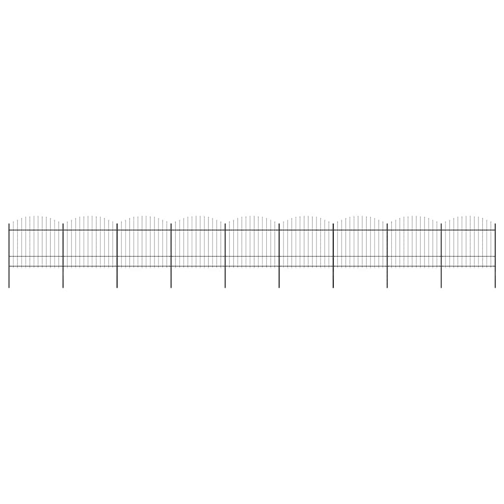 Garden Fence with Spear Top Steel 1506x175 cm Black