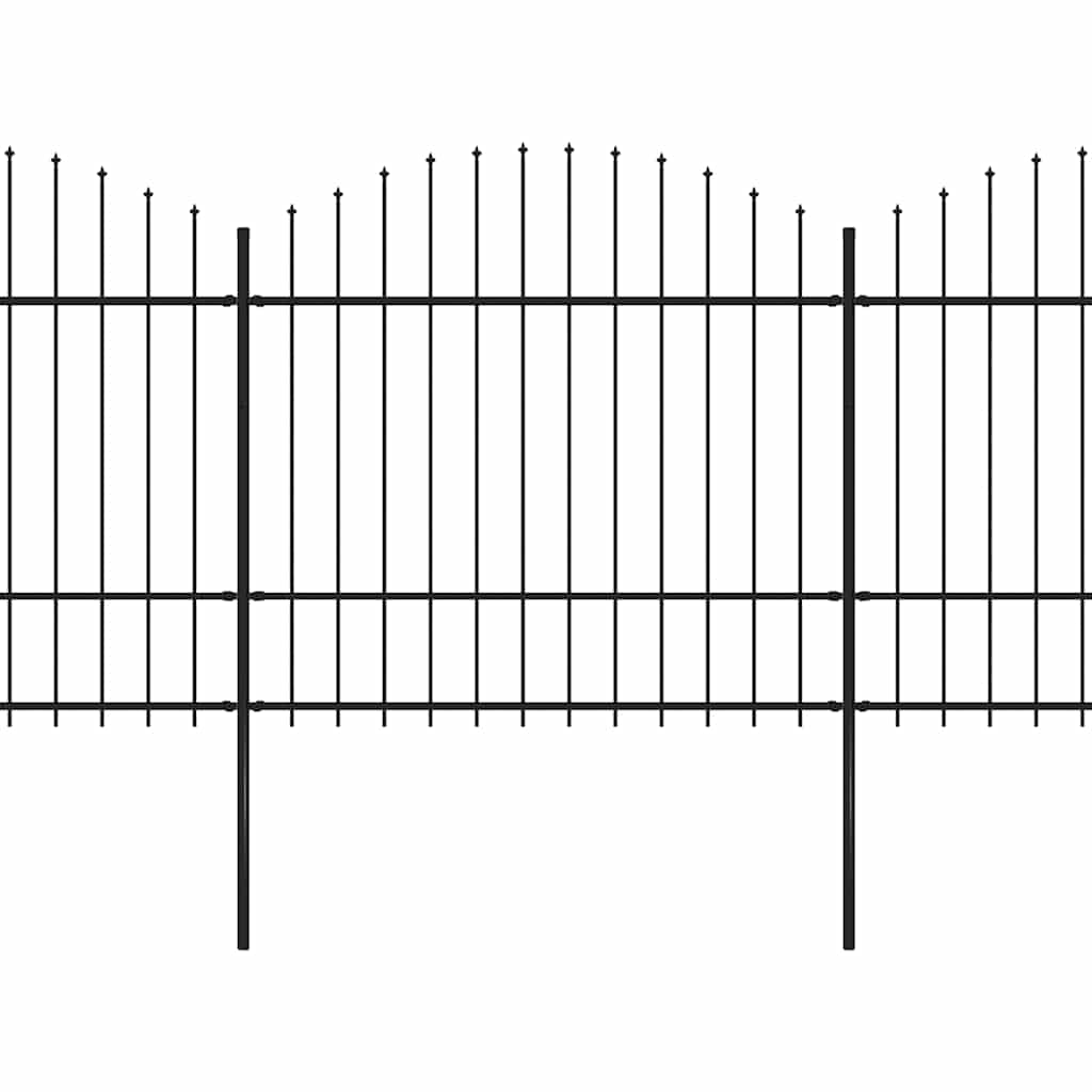 Garden Fence with Spear Top Steel 1506x175 cm Black