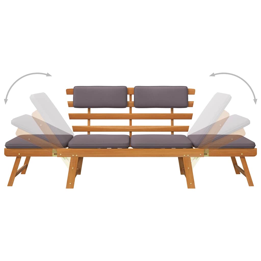 2-in-1 Garden Daybed with Cushion 190 cm Solid Acacia Wood