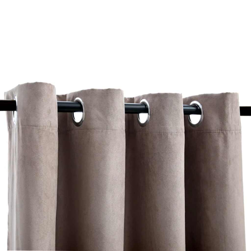 Blackout Curtains with Metal Rings 2 pcs Taupe 140x225 cm