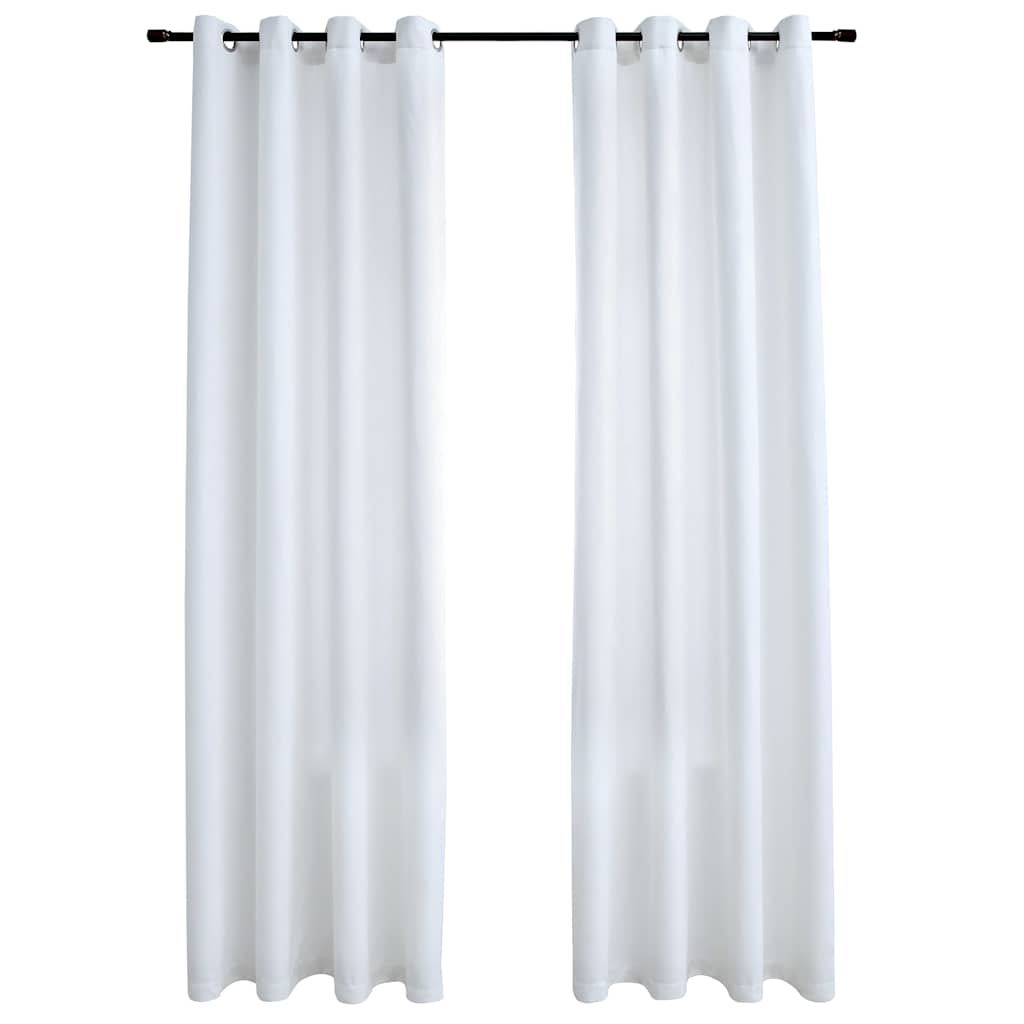 Blackout Curtains with Metal Rings 2 pcs Off White 140x225 cm