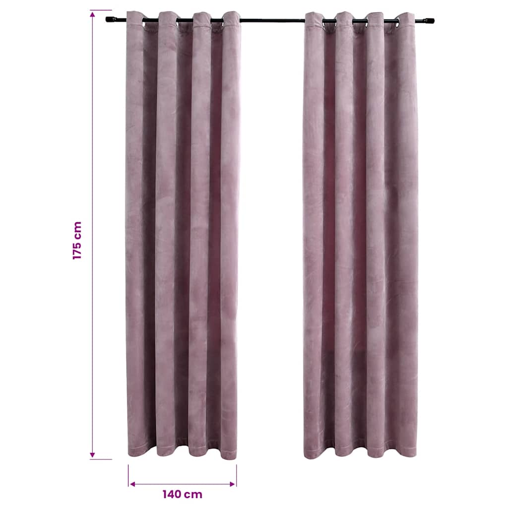 Blackout Curtains with Rings 2 pcs Velvet Antique Pink 140x175 cm
