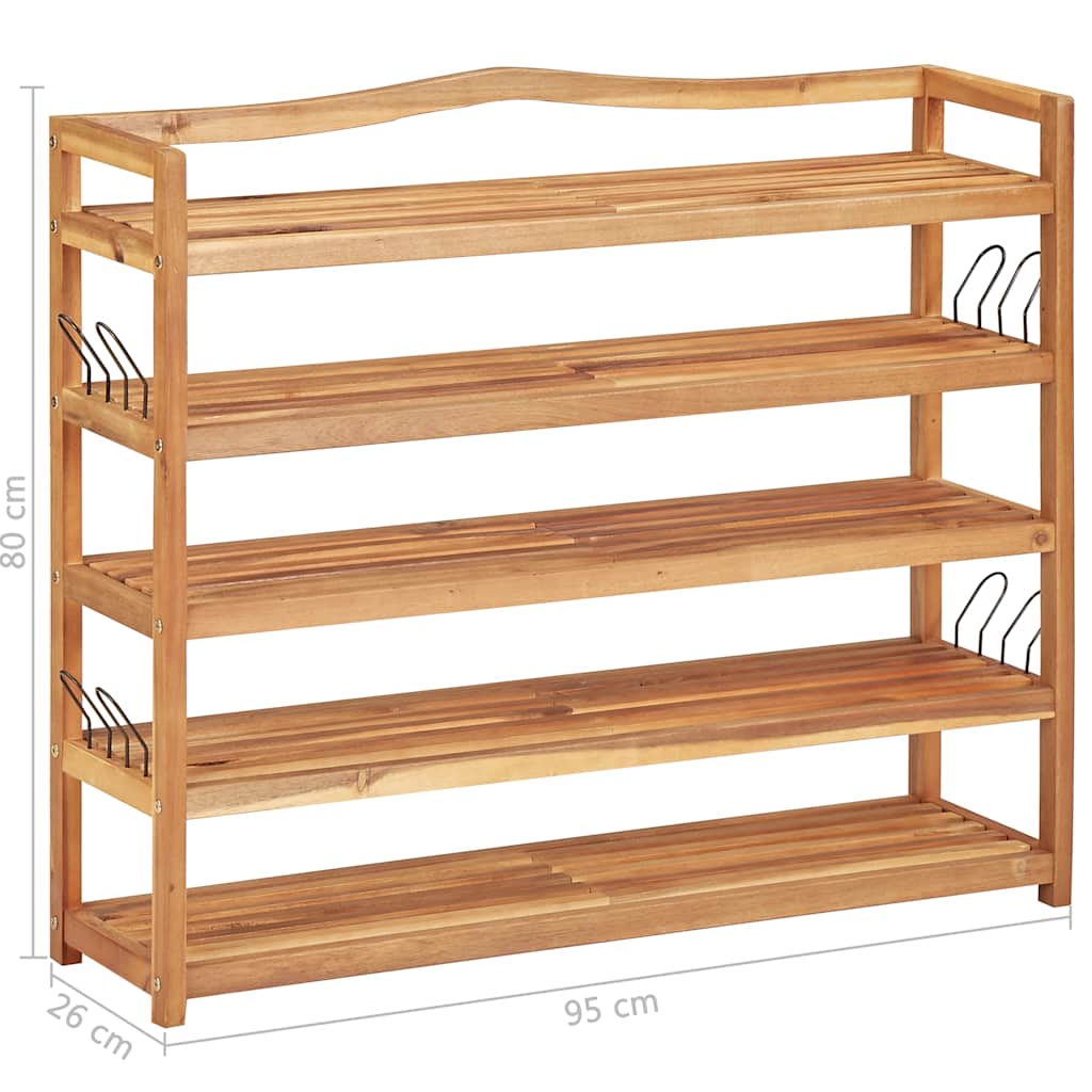 5-Tier Shoe Rack 95x26x80 cm Solid Acacia Wood