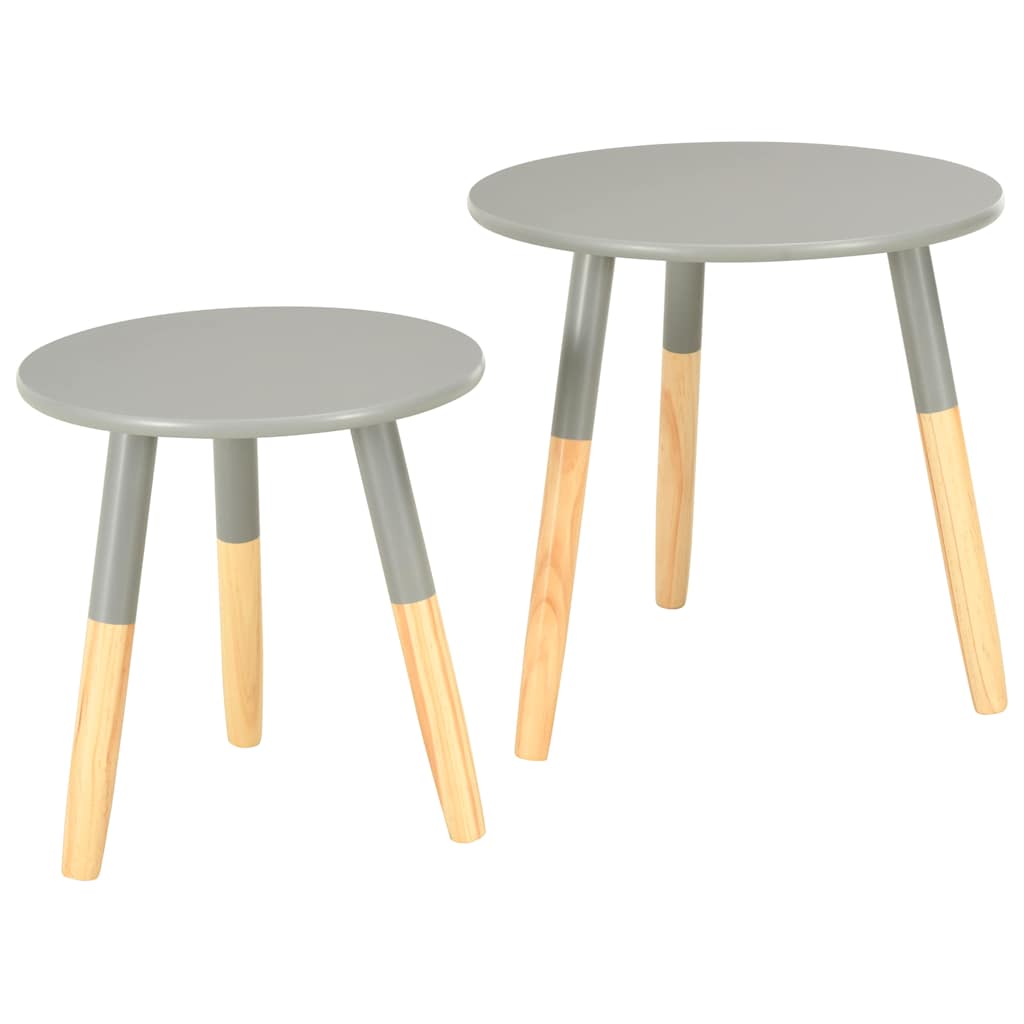 Side Tables 2 pcs Grey Solid Pinewood
