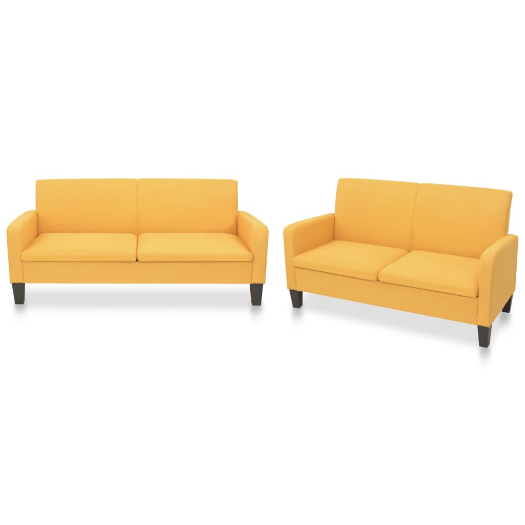 2 Piece Sofa Set Fabric Yellow
