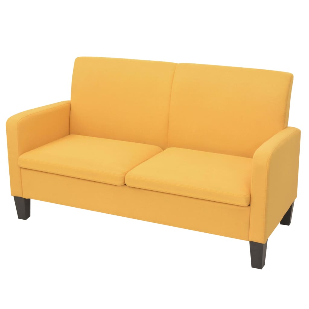 2 Piece Sofa Set Fabric Yellow