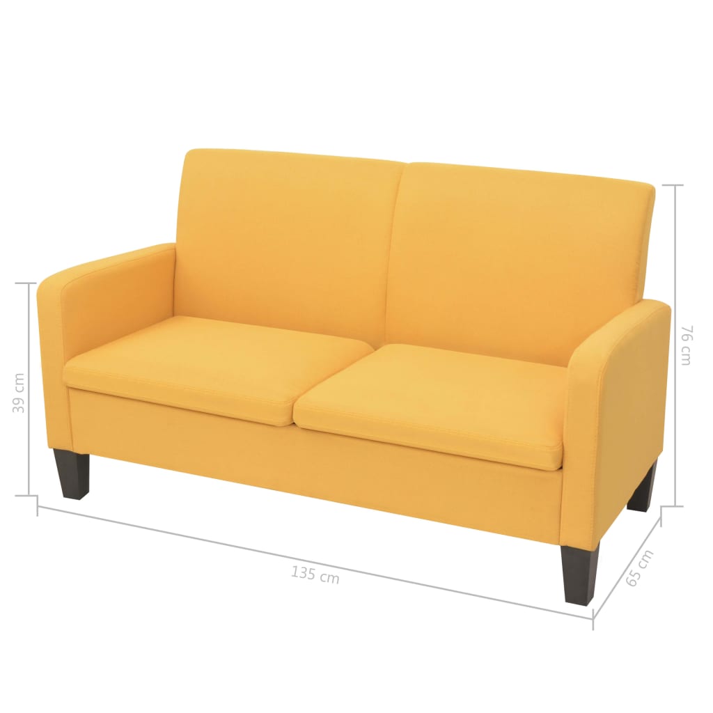 2 Piece Sofa Set Fabric Yellow
