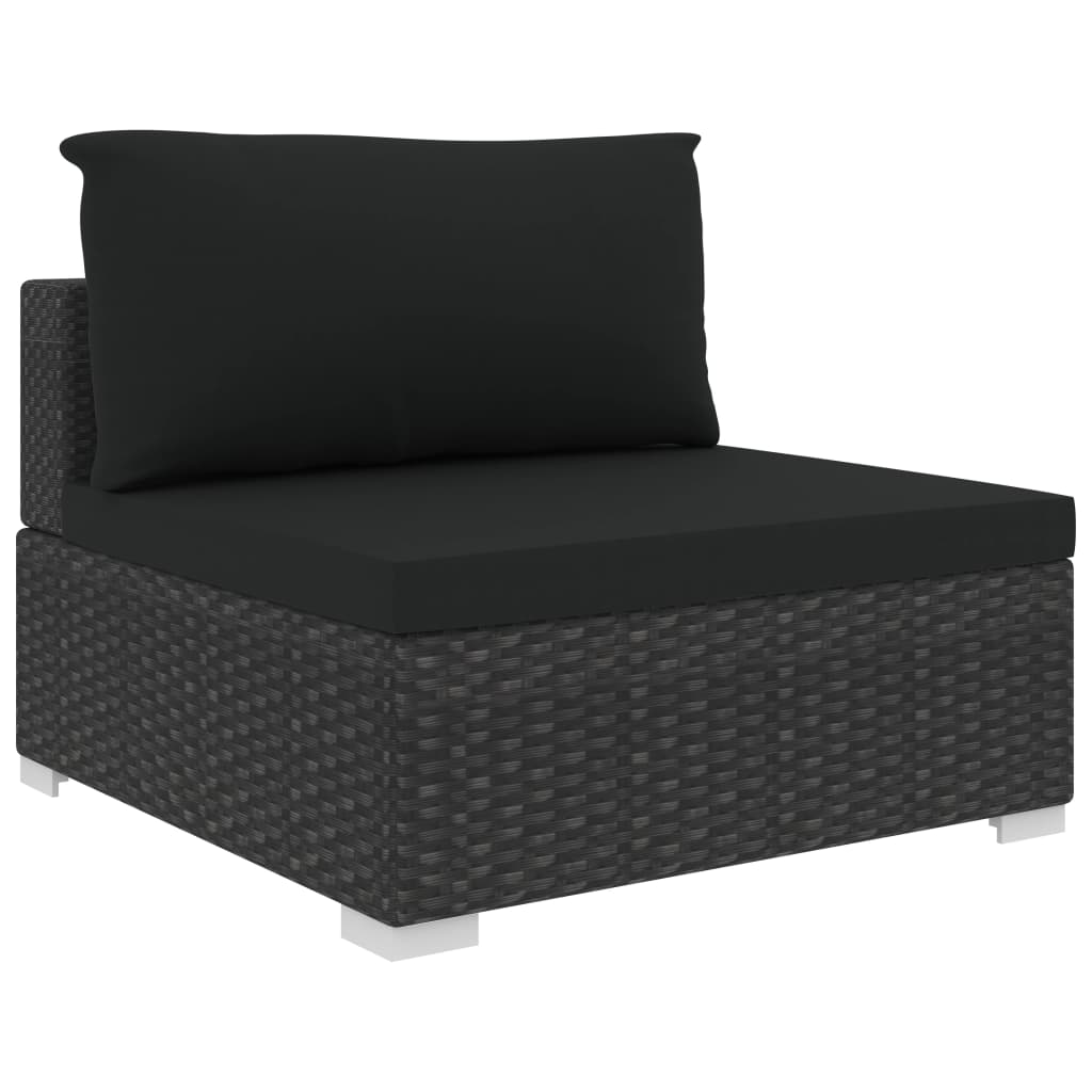 9 Piece Garden Lounge Set with Cushions Poly Rattan Black