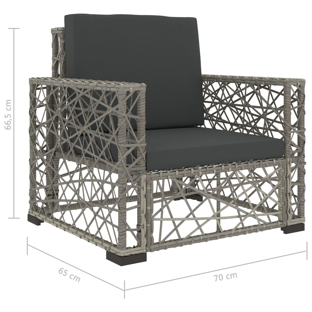6 Piece Garden Lounge Set with Cushions Poly Rattan Grey