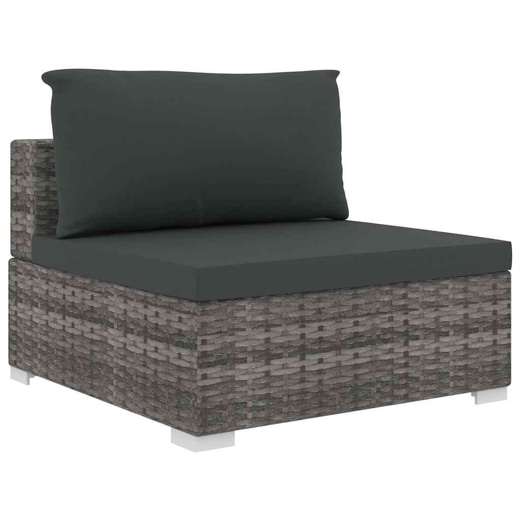 10 Piece Garden Lounge Set with Cushions Poly Rattan Grey