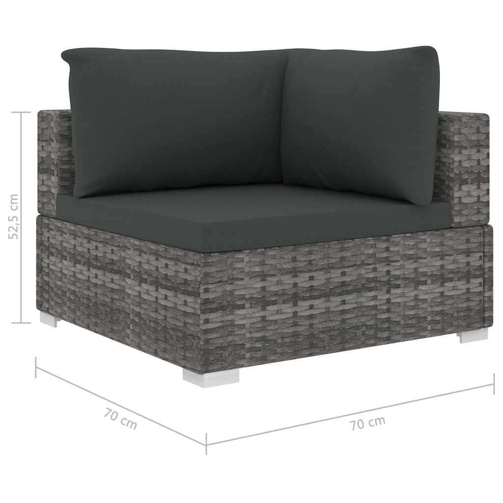 10 Piece Garden Lounge Set with Cushions Poly Rattan Grey